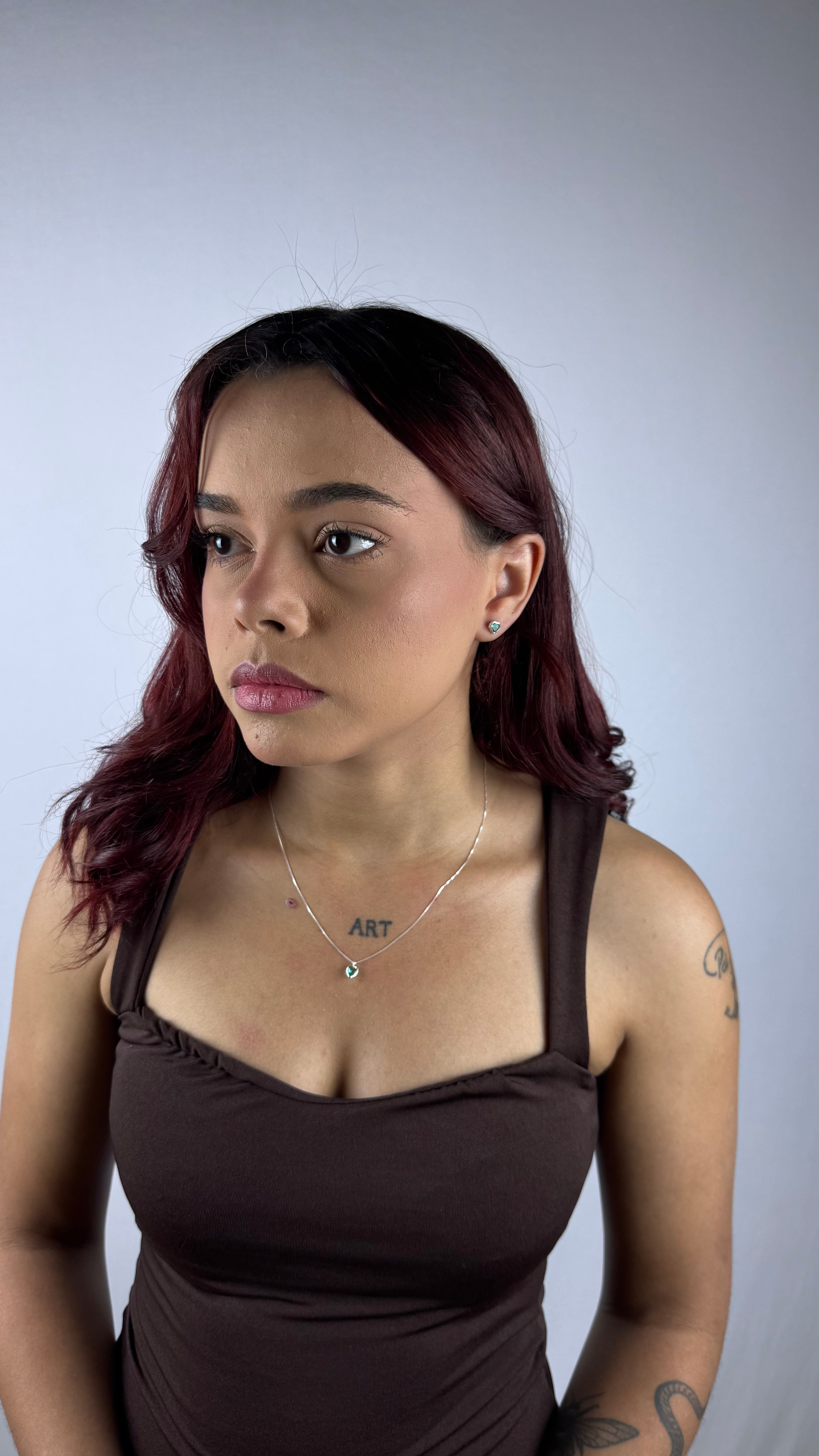 Conjunto Coração Verde Thifany Prata 925