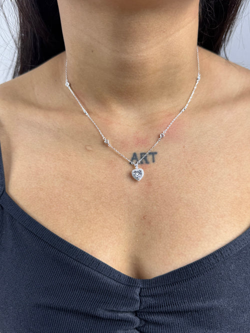 Colar Amor Cristal Brilhante Prata 925