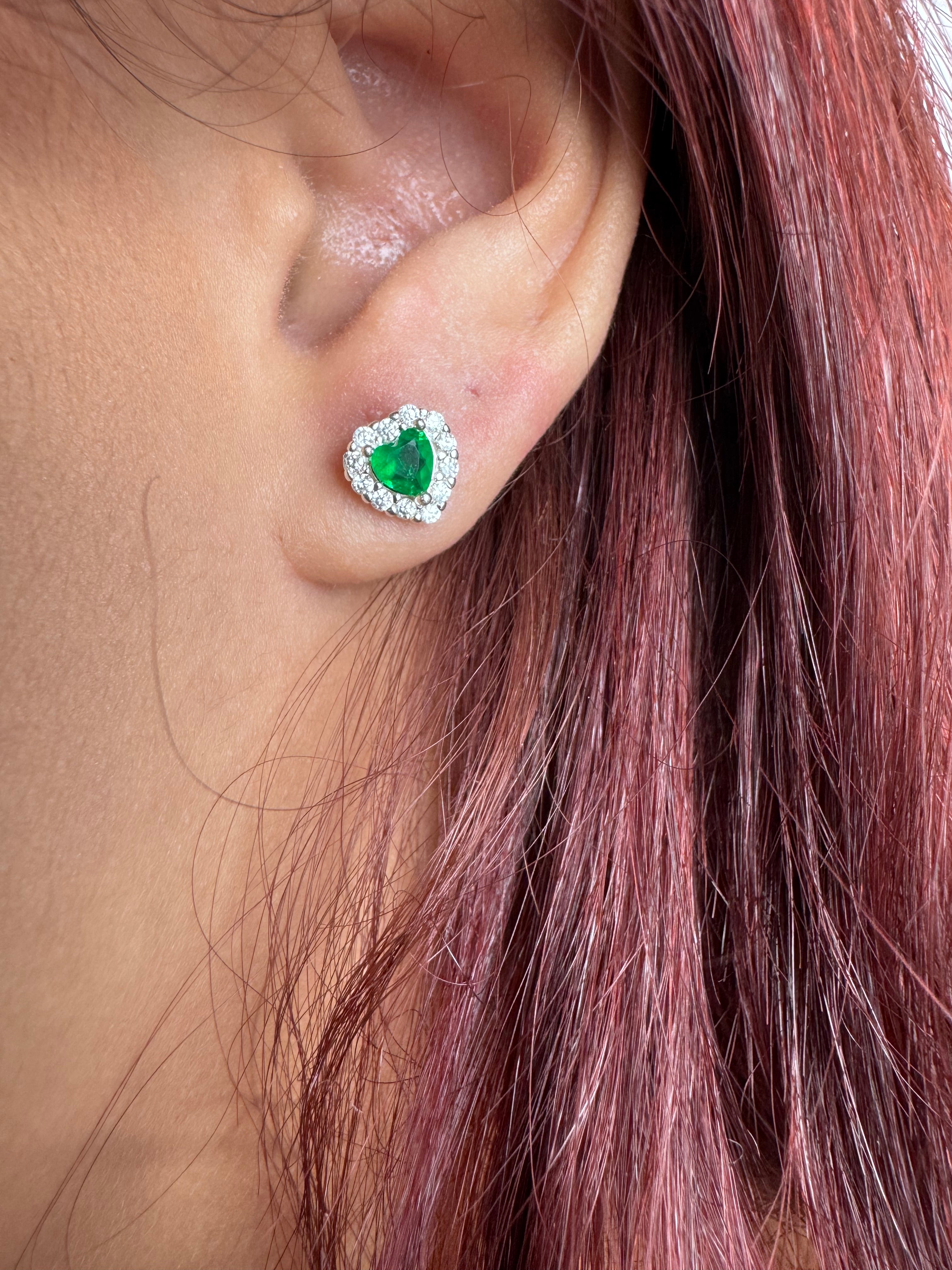 Conjunto Cravejado Verde Esmeralda Luxo Prata 925