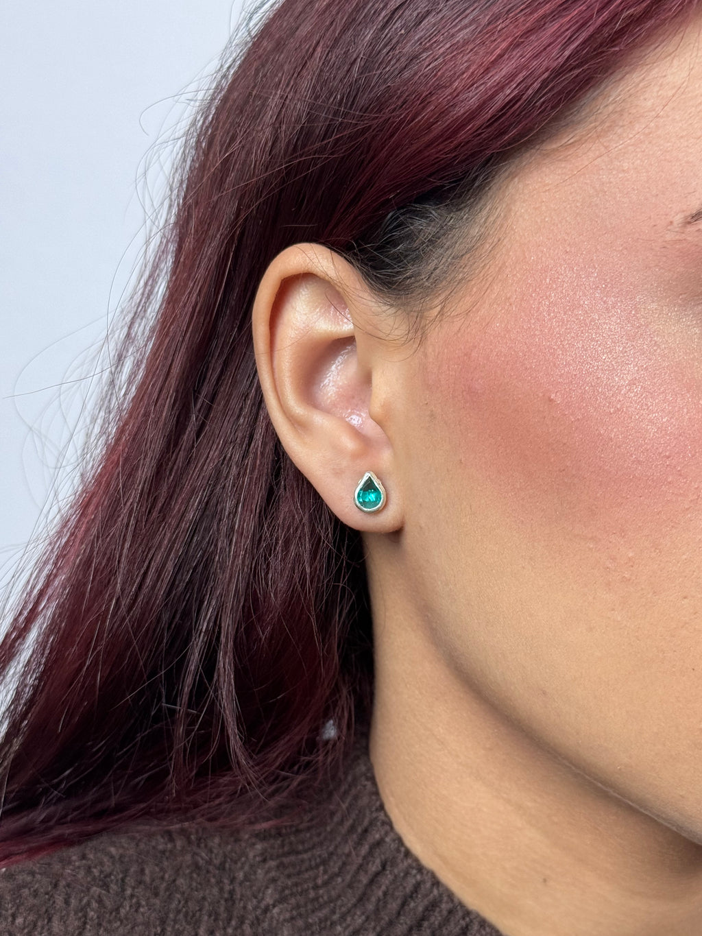 Brinco Gota verde thifany Prata 925