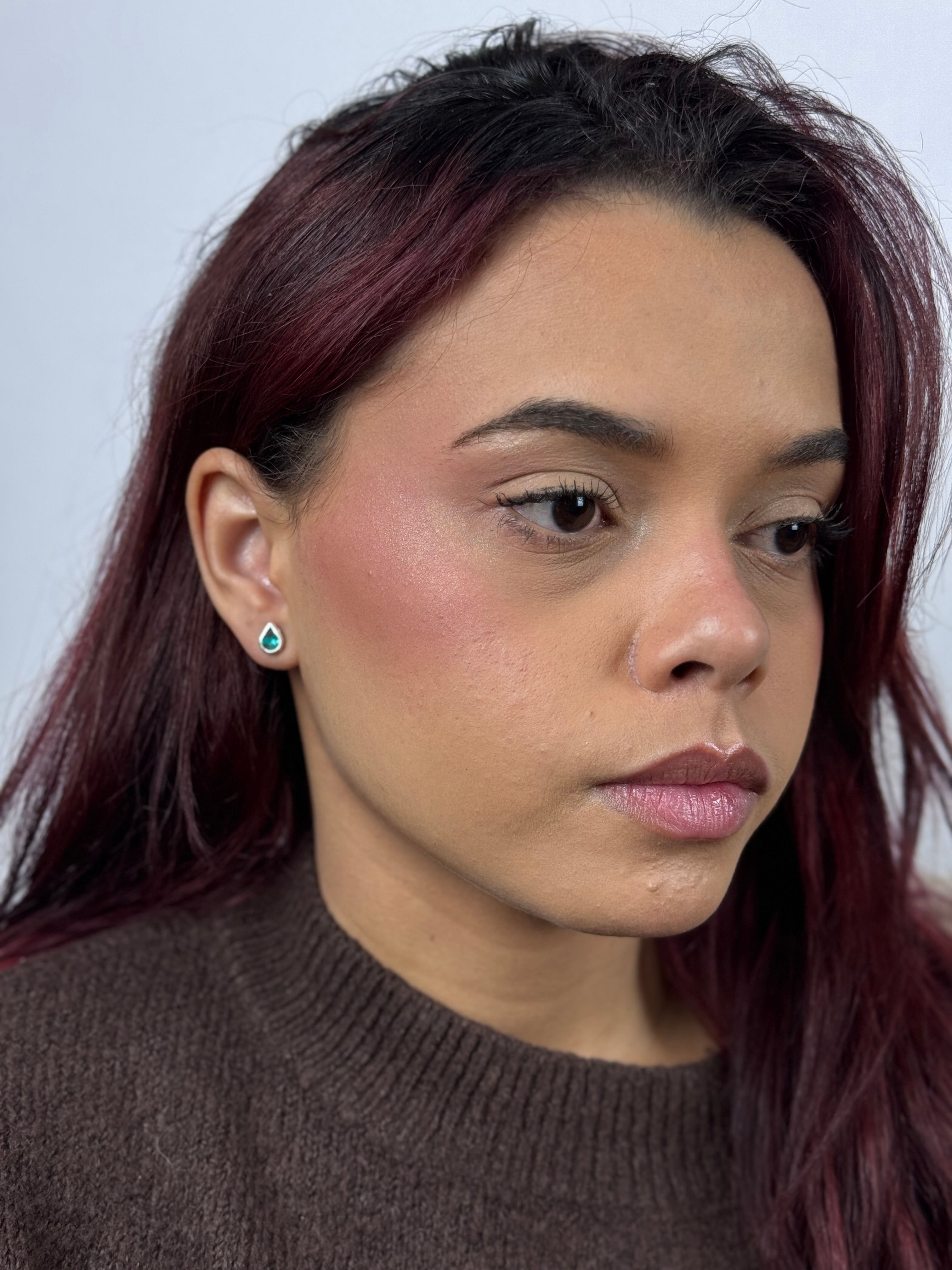 Brinco Gota verde thifany Prata 925