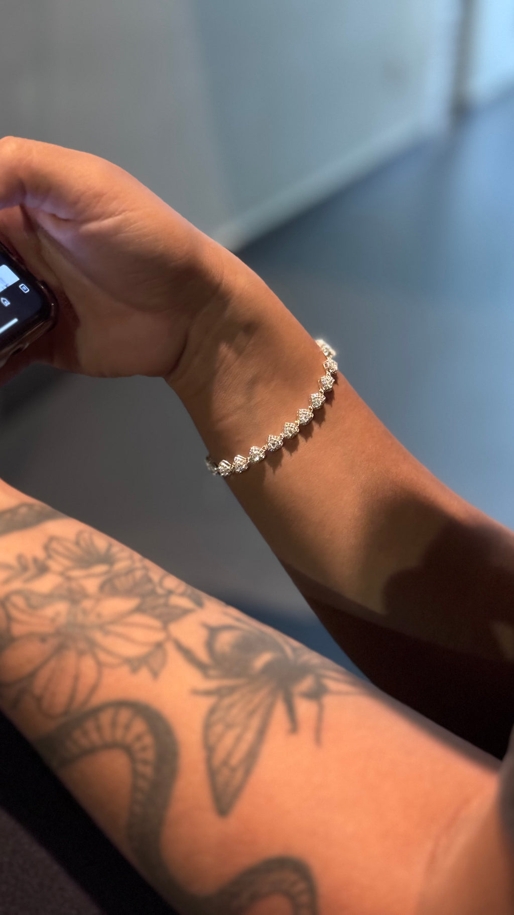 Pulseira Cravejada inspiração Luxo Prata 925