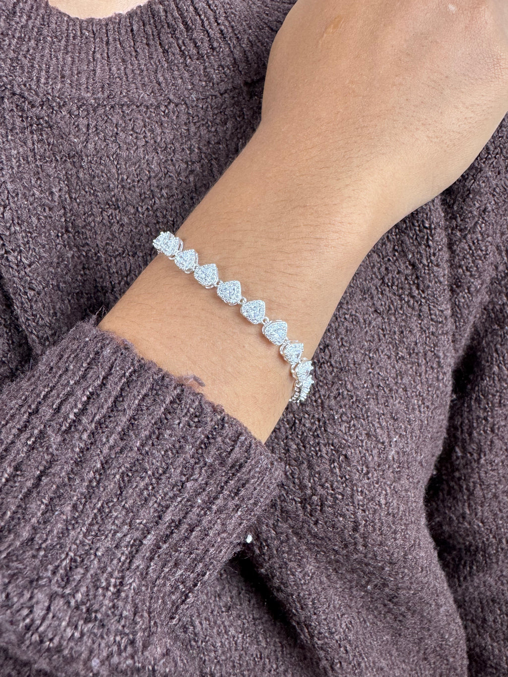 Pulseira Cravejada inspiração Luxo Prata 925