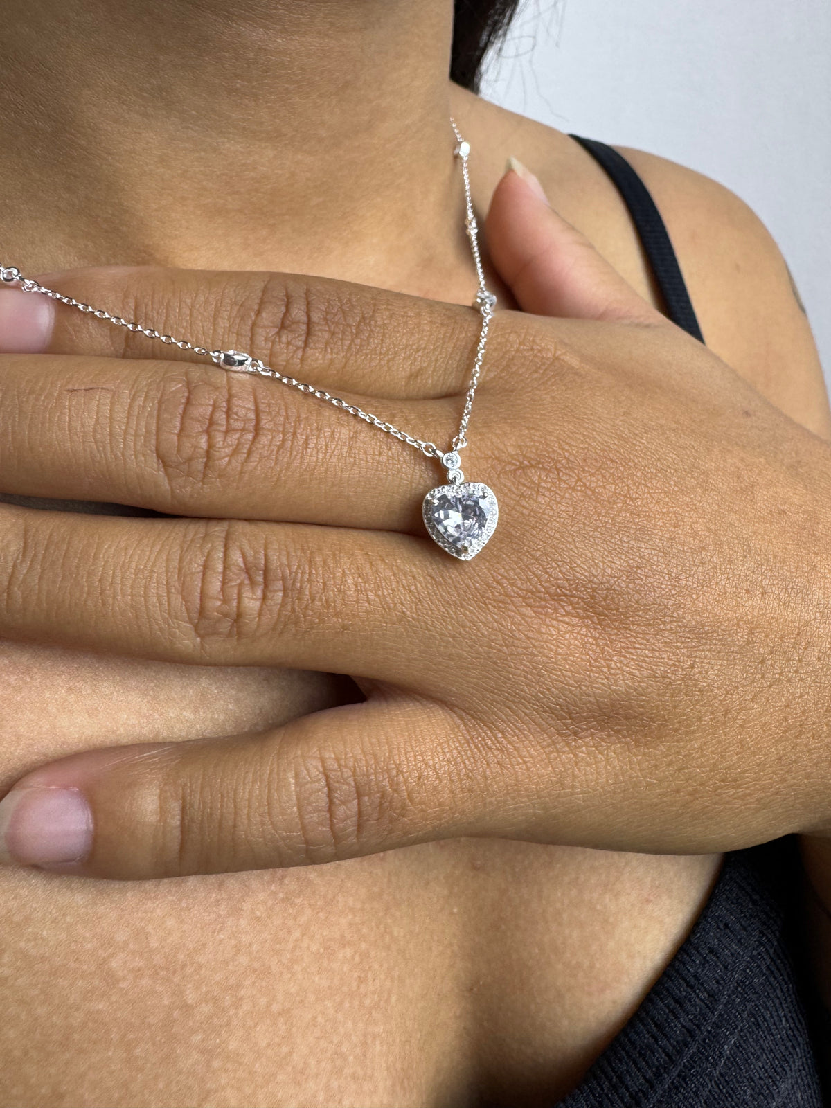 Colar Amor Cristal Brilhante Prata 925