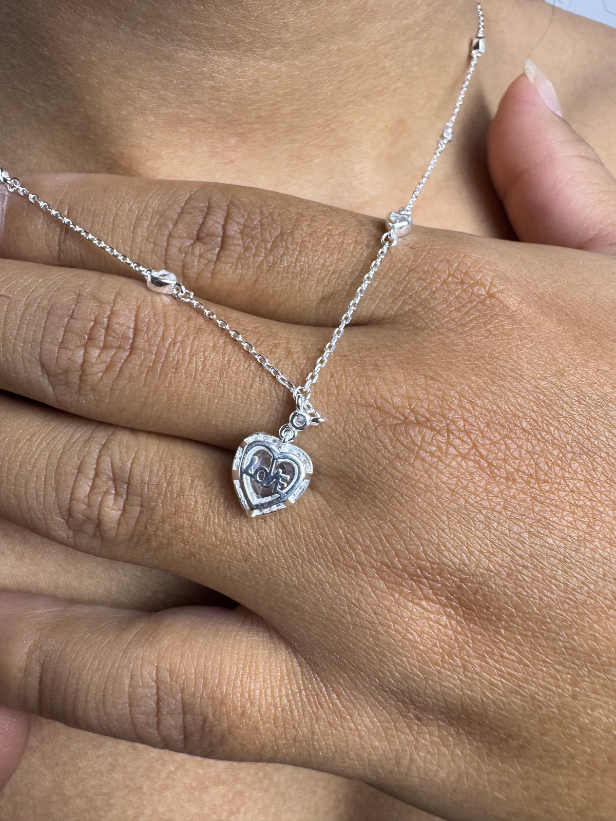 Colar Amor Cristal Brilhante Prata 925