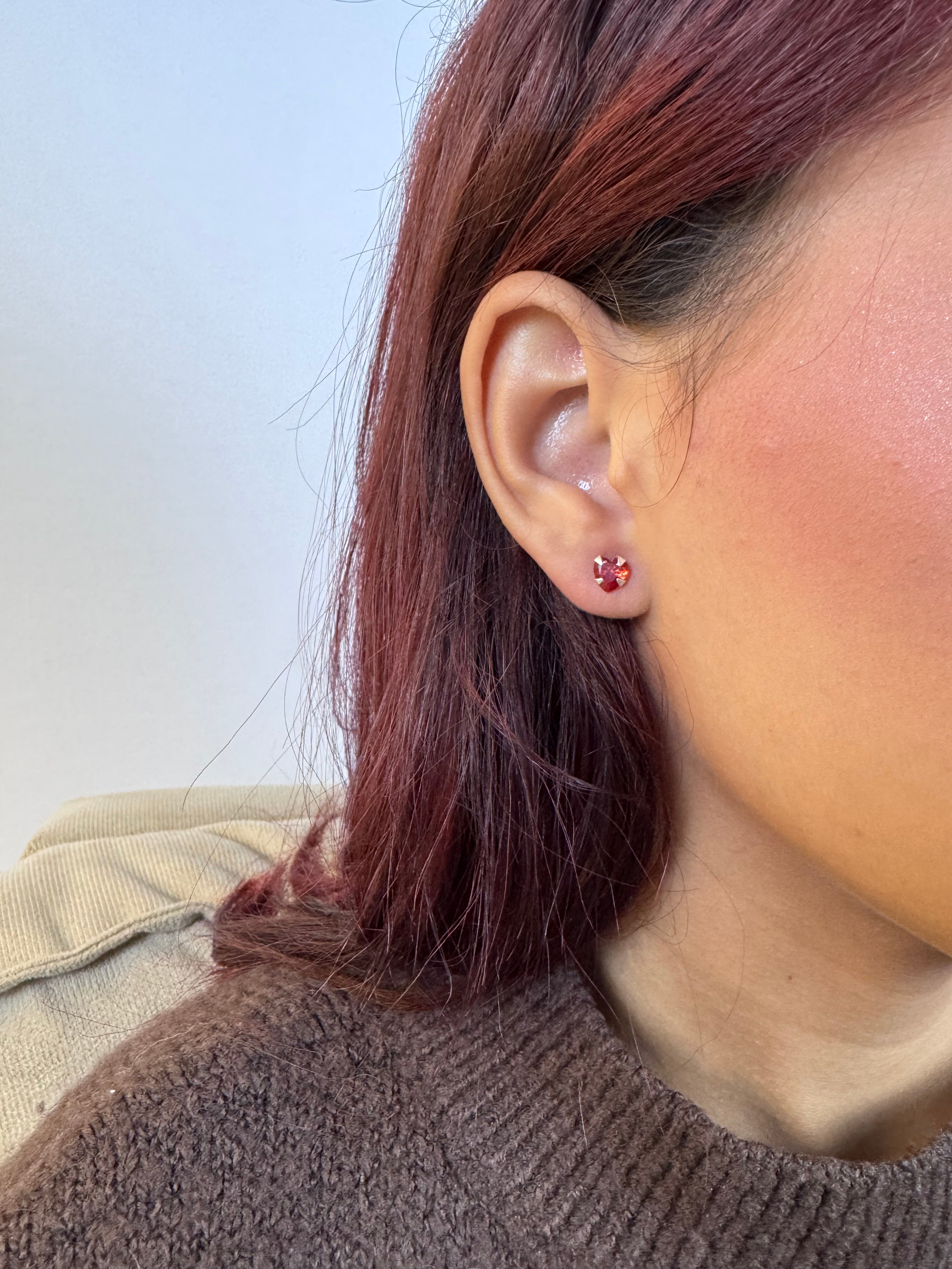 Brinco Coração Vermelho Prata 925