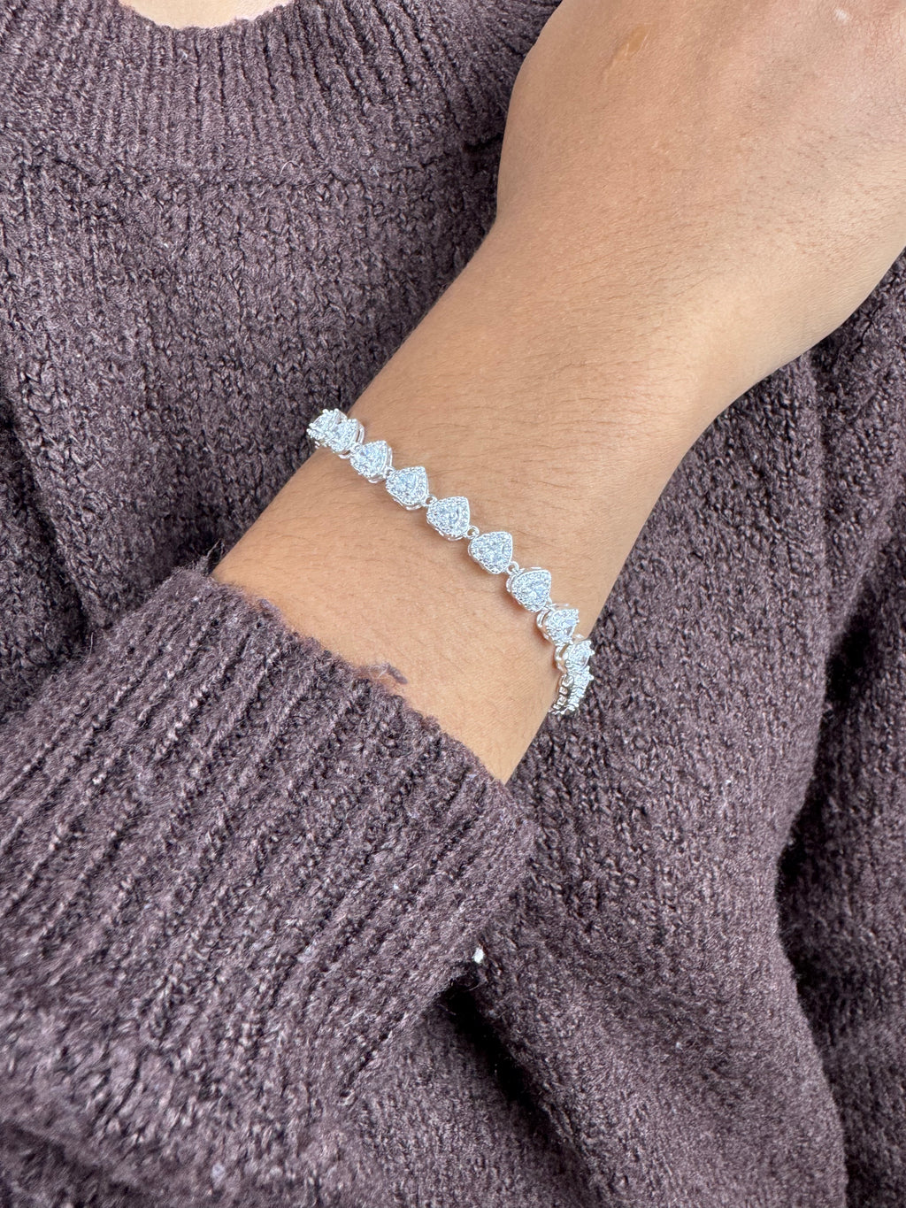 Mix Colar e Pulseira Cravejado inspiração Luxo Prata 925