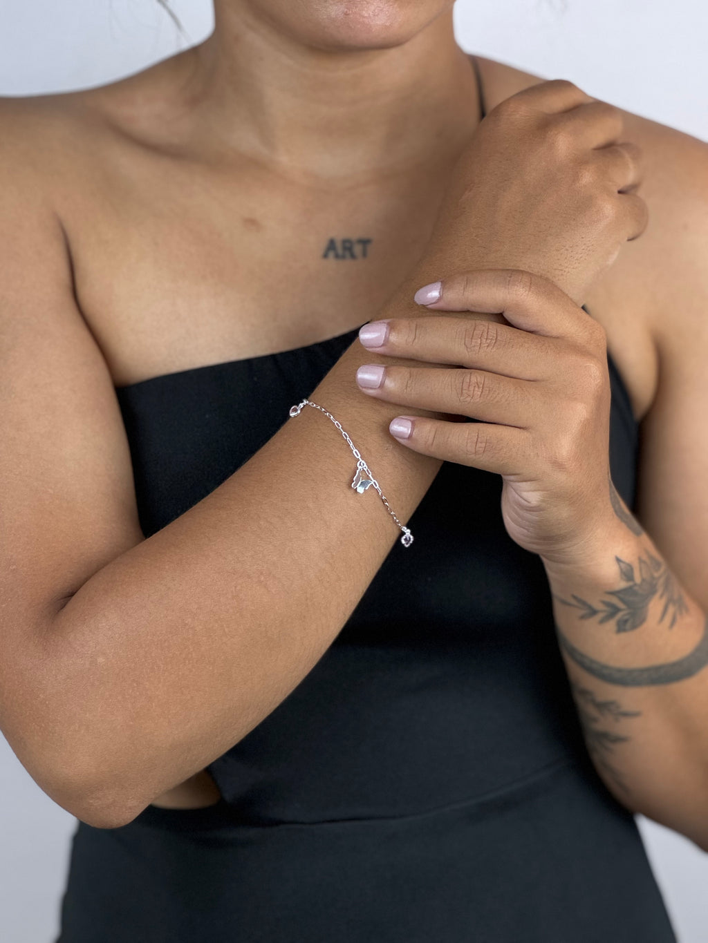 Pulseira Coração Rosa Prata 925