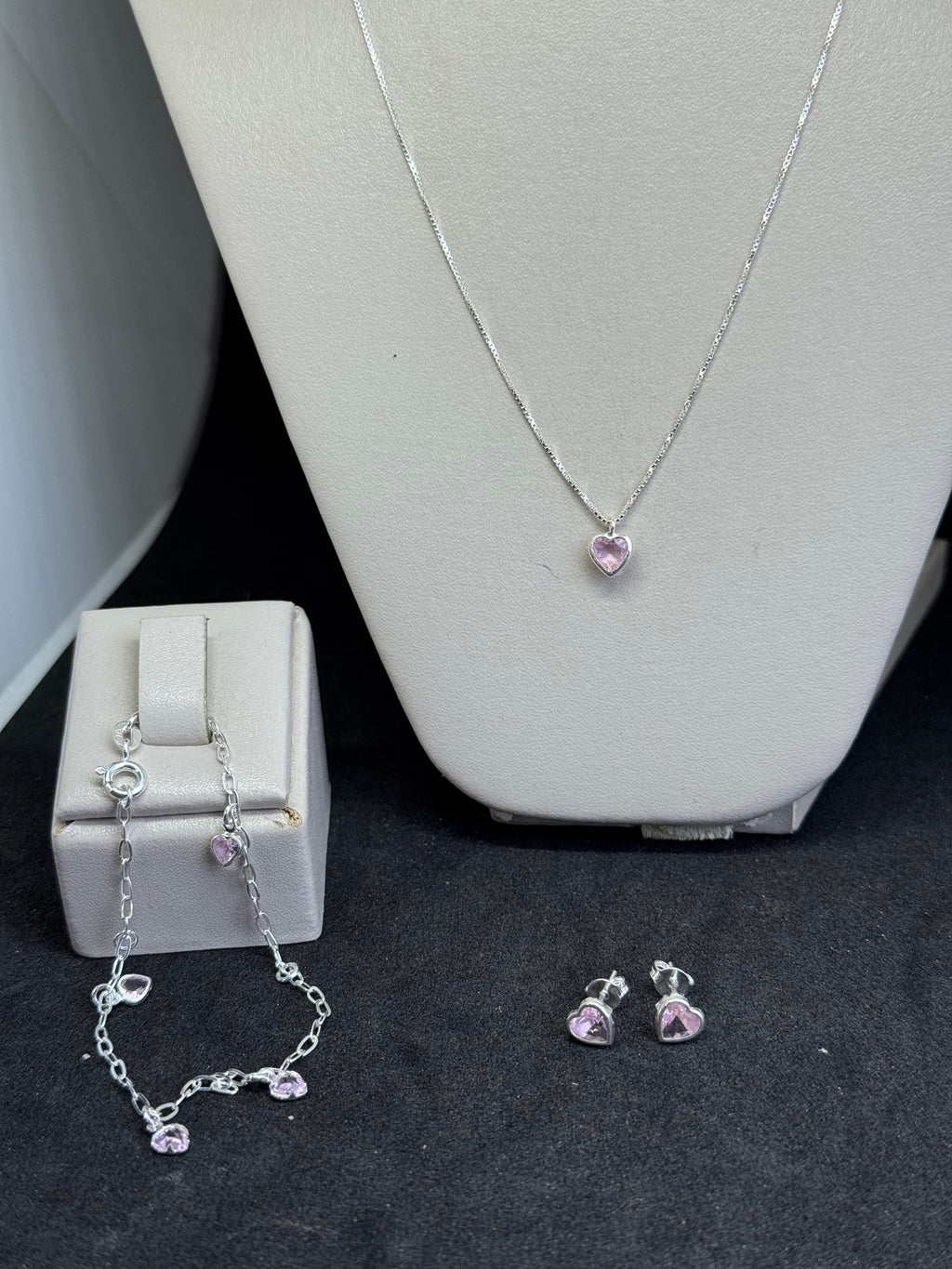 Kit Rosa Prata 925