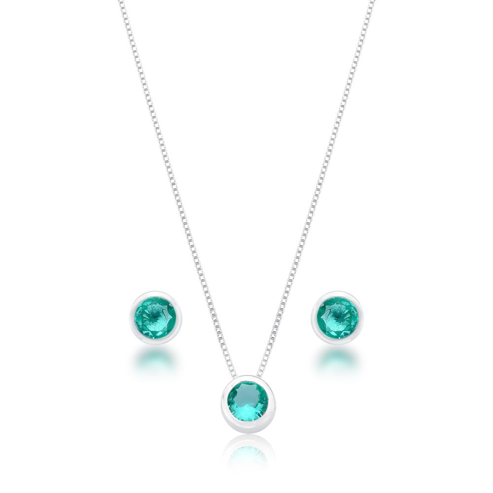 Conjunto Ponto Verde Thifany Prata 925