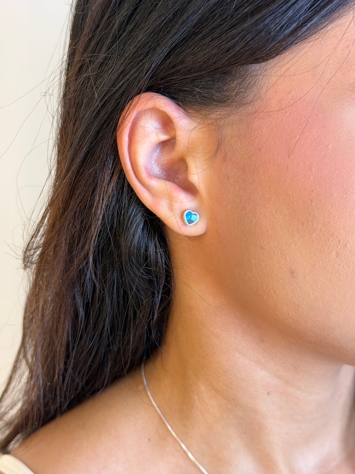 Conjunto Coração Azul claro Prata 925