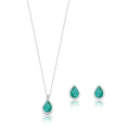 Conjunto Gota Verde Thifany Prata 925