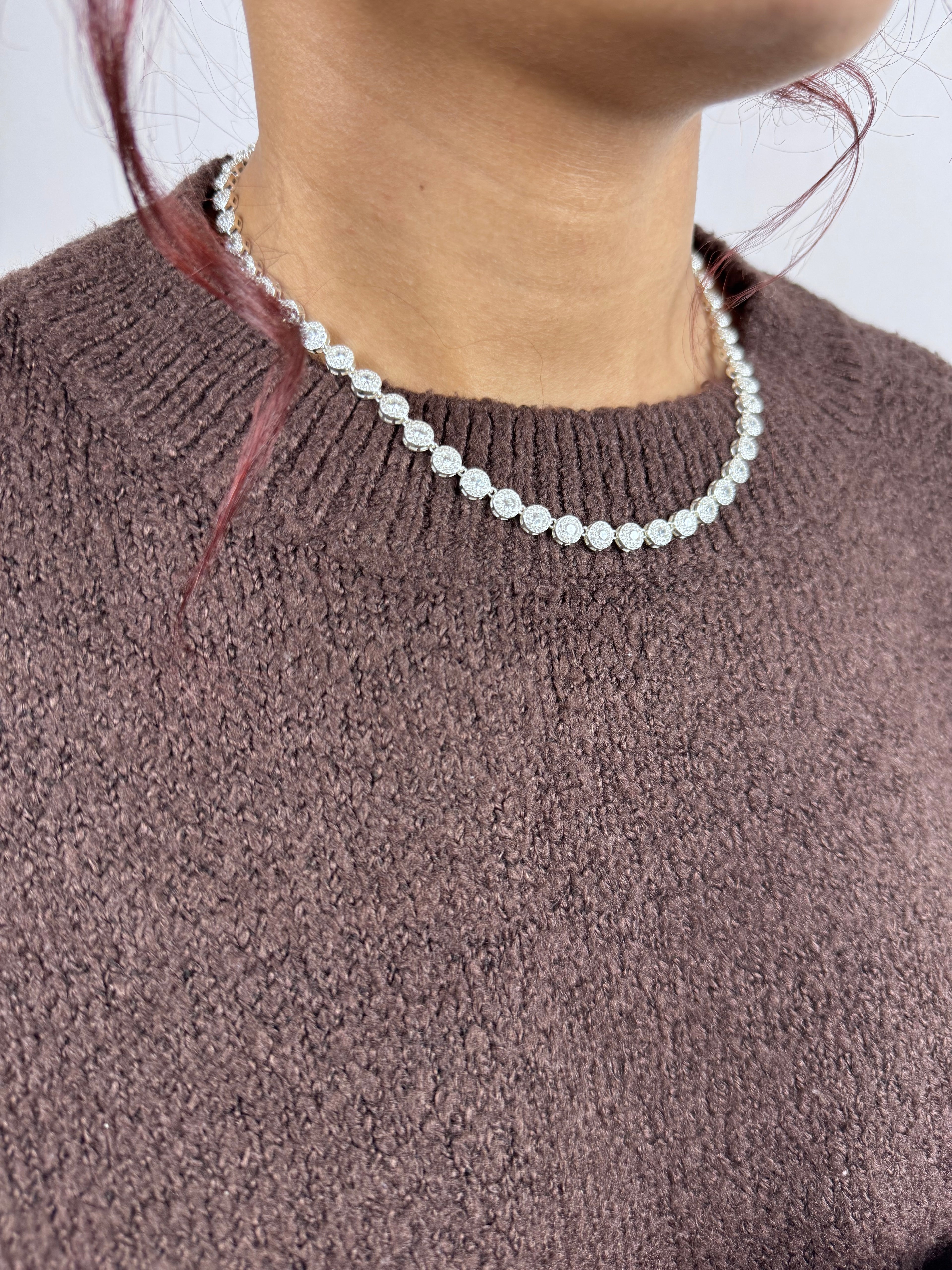 Mix Colar e Pulseira Cravejado inspiração Luxo Prata 925