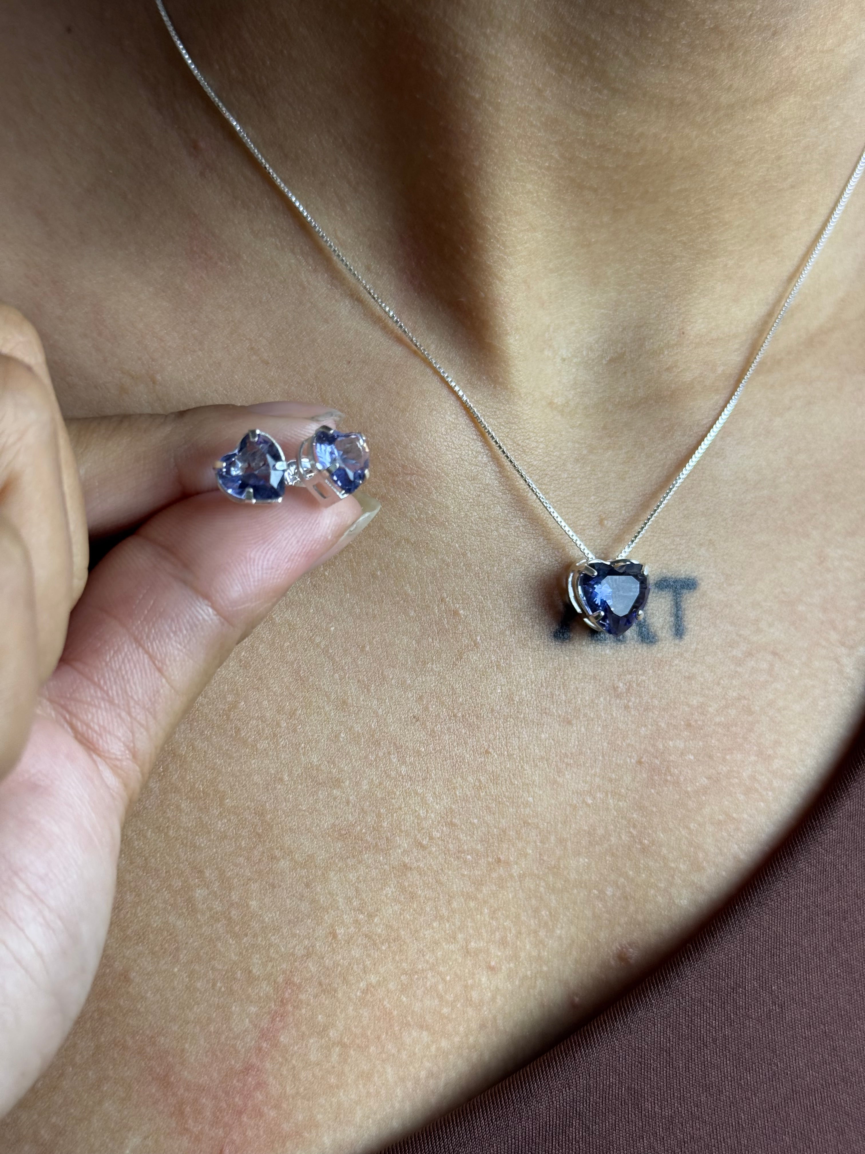 Conjunto Tanzanita Prata 925