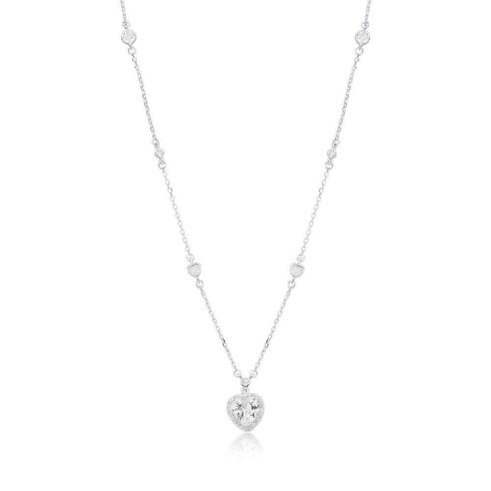 Colar Amor Cristal Brilhante Prata 925