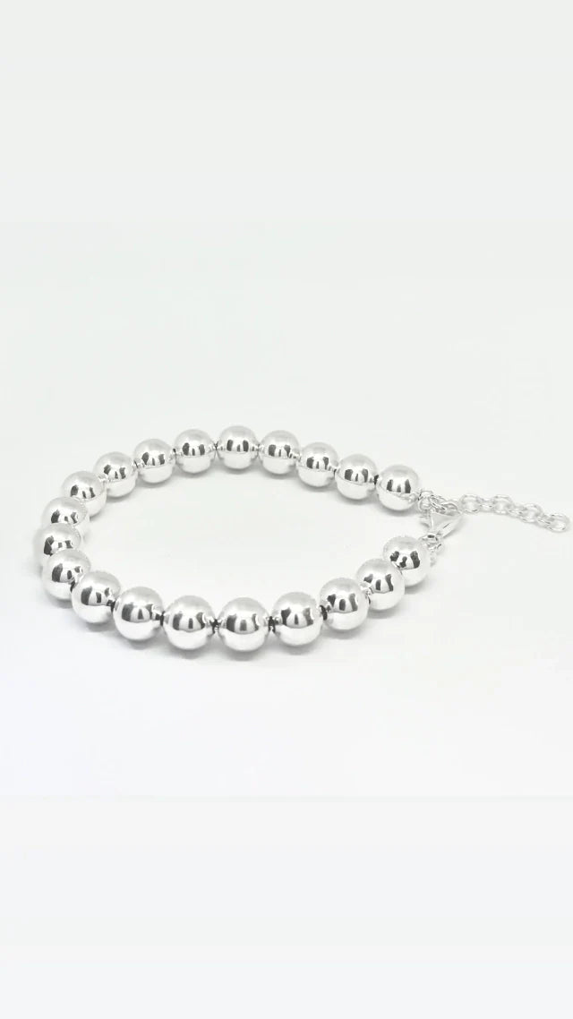 Pulseira Bola oca 8mm Prata 925