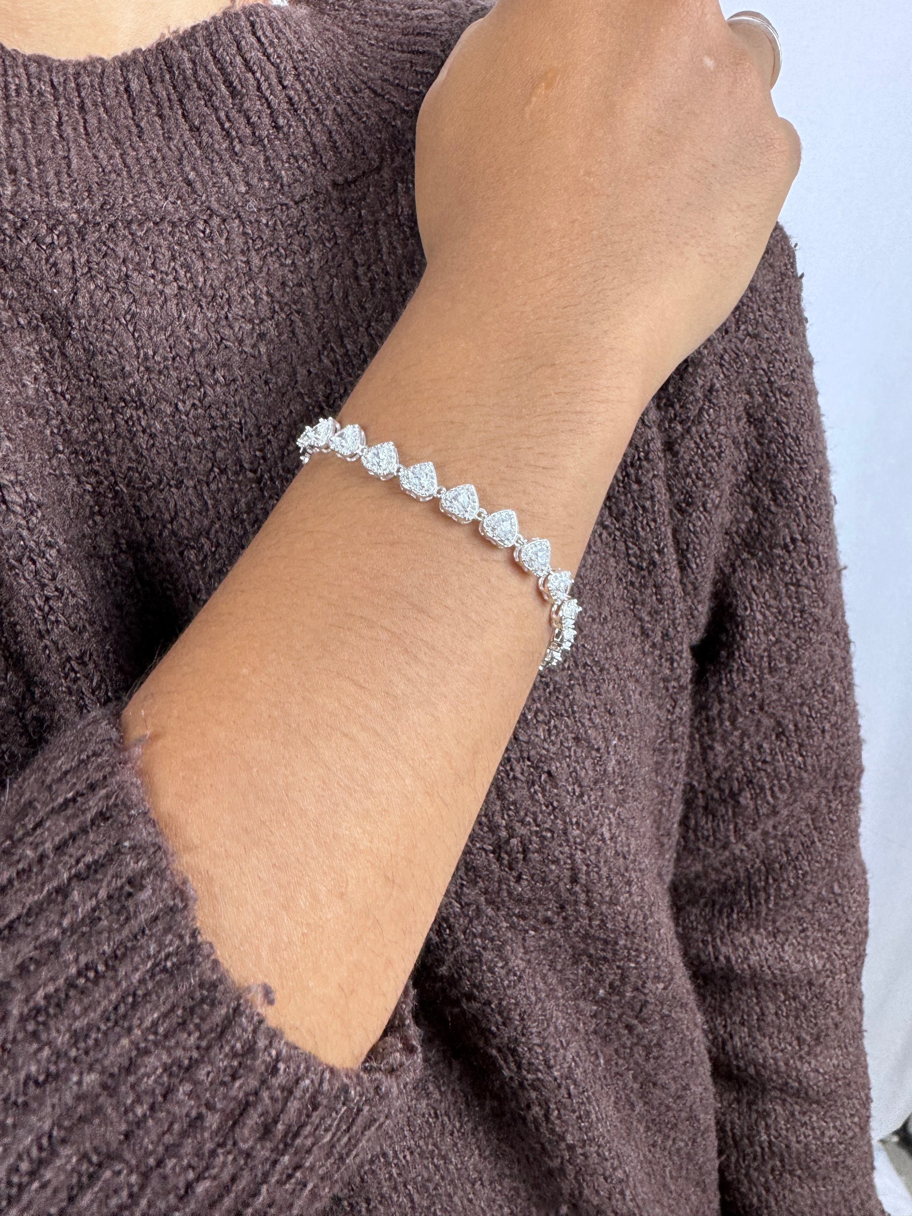 Mix Colar e Pulseira Cravejado inspiração Luxo Prata 925