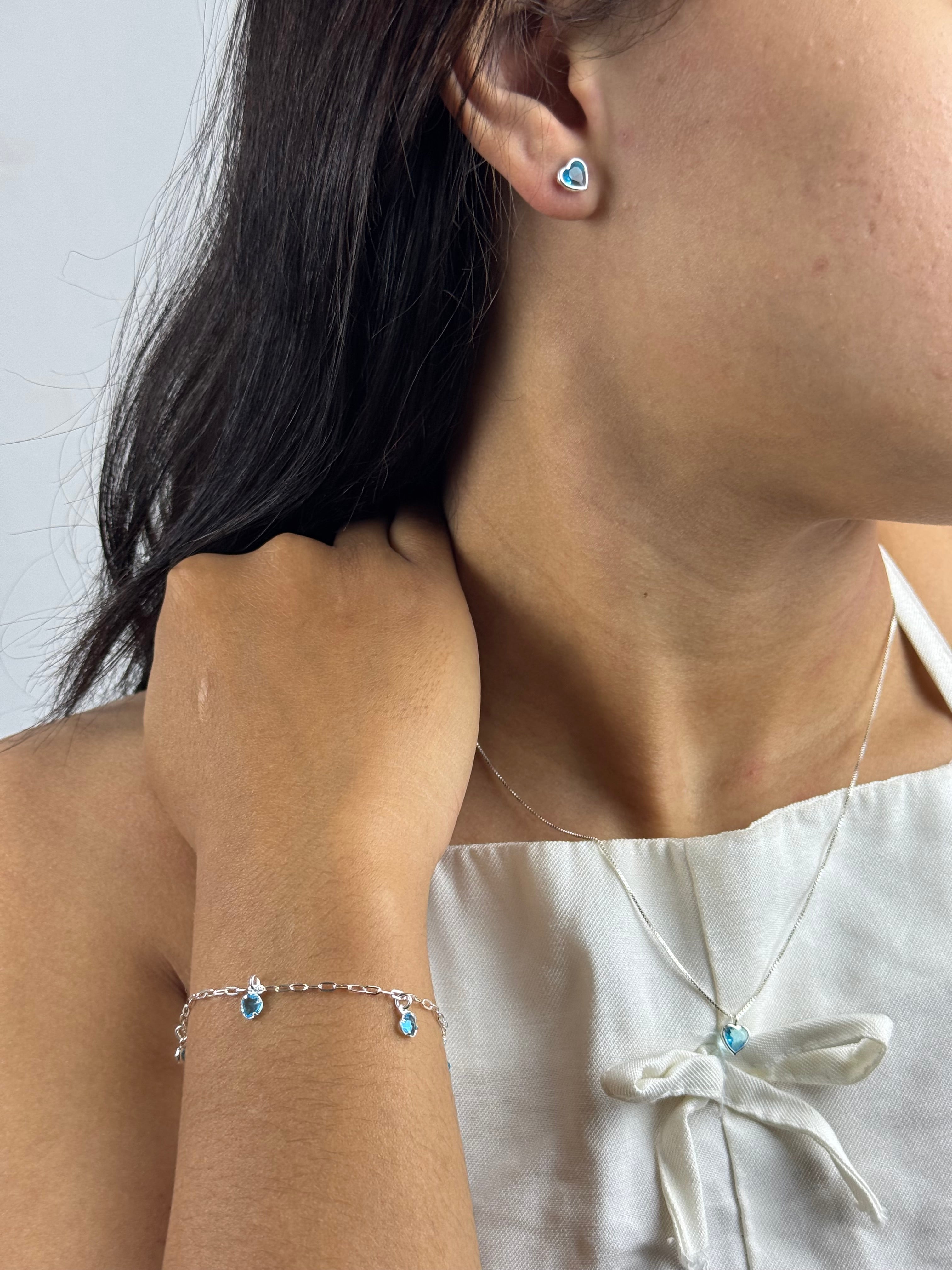 Kit Azul claro Prata 925