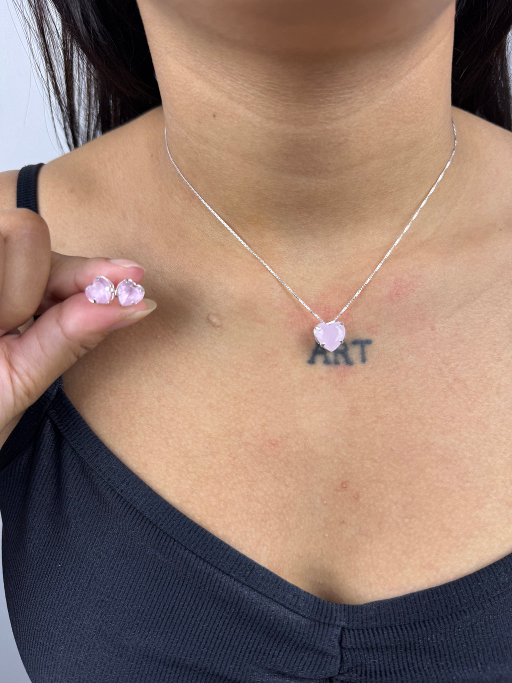 Conjunto Rosa do Amor Prata 925