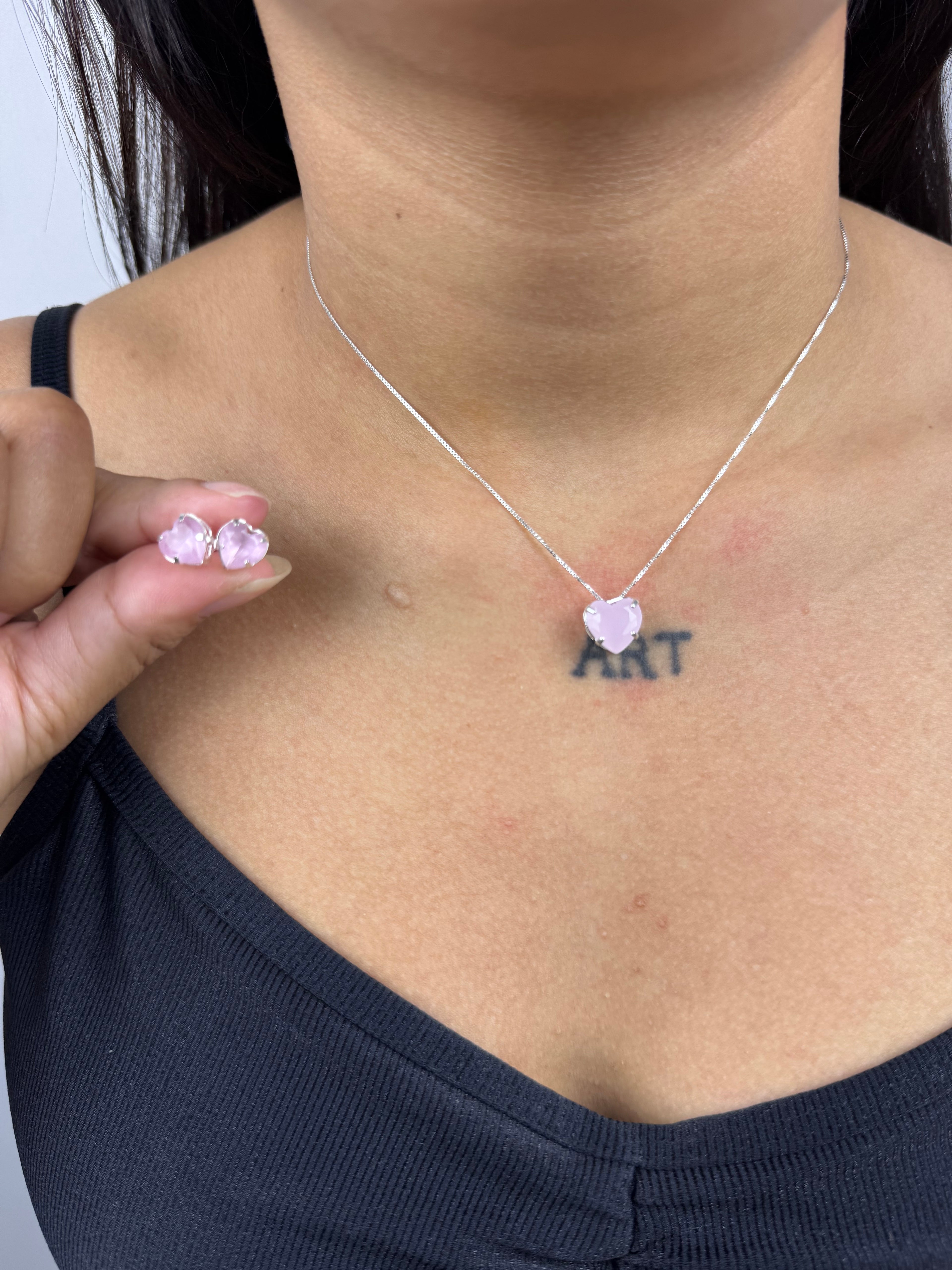 Conjunto Rosa do Amor Prata 925
