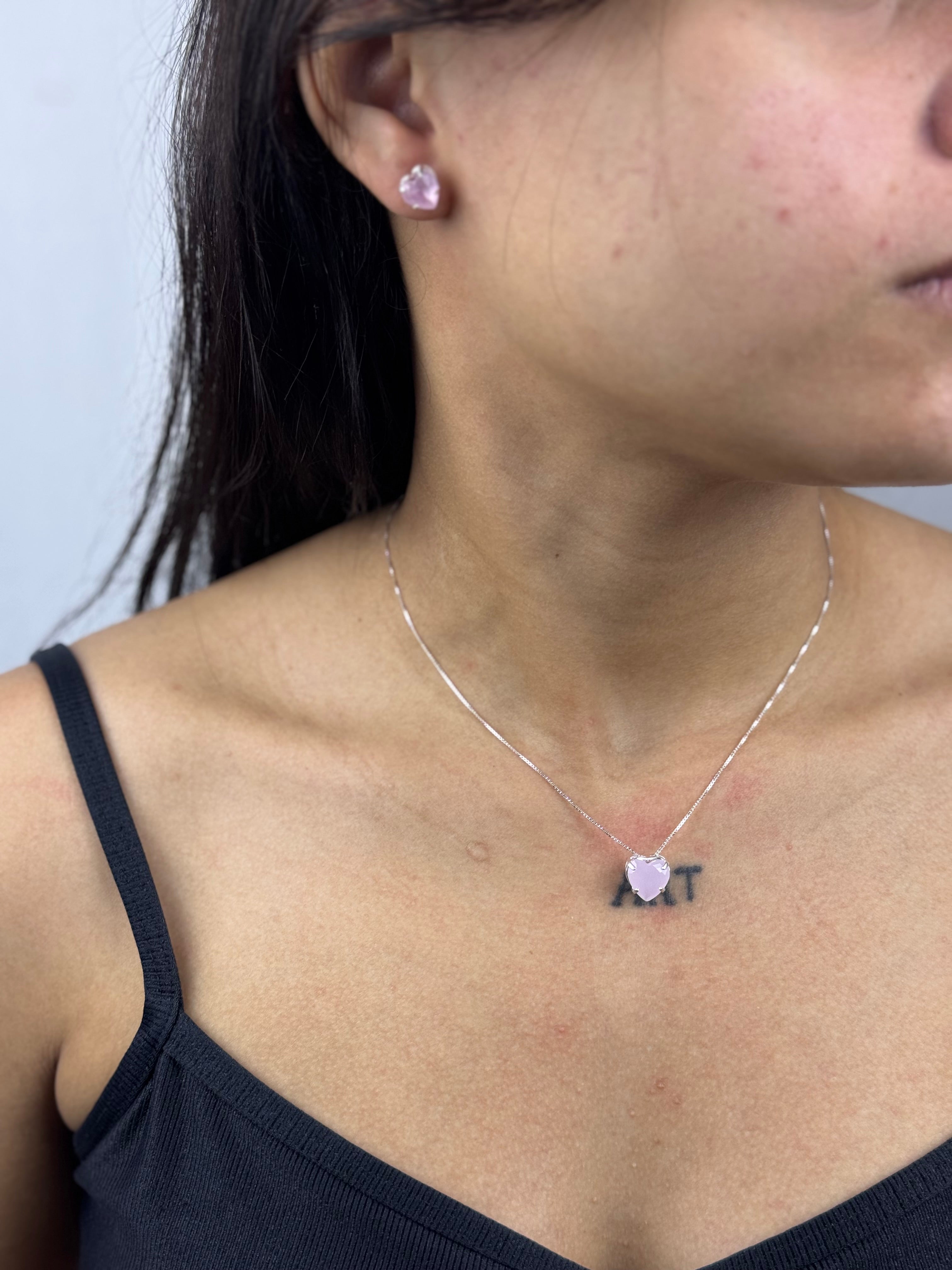 Conjunto Rosa do Amor Prata 925