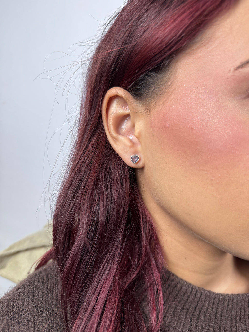 Brinco Coração Lilas Prata 925