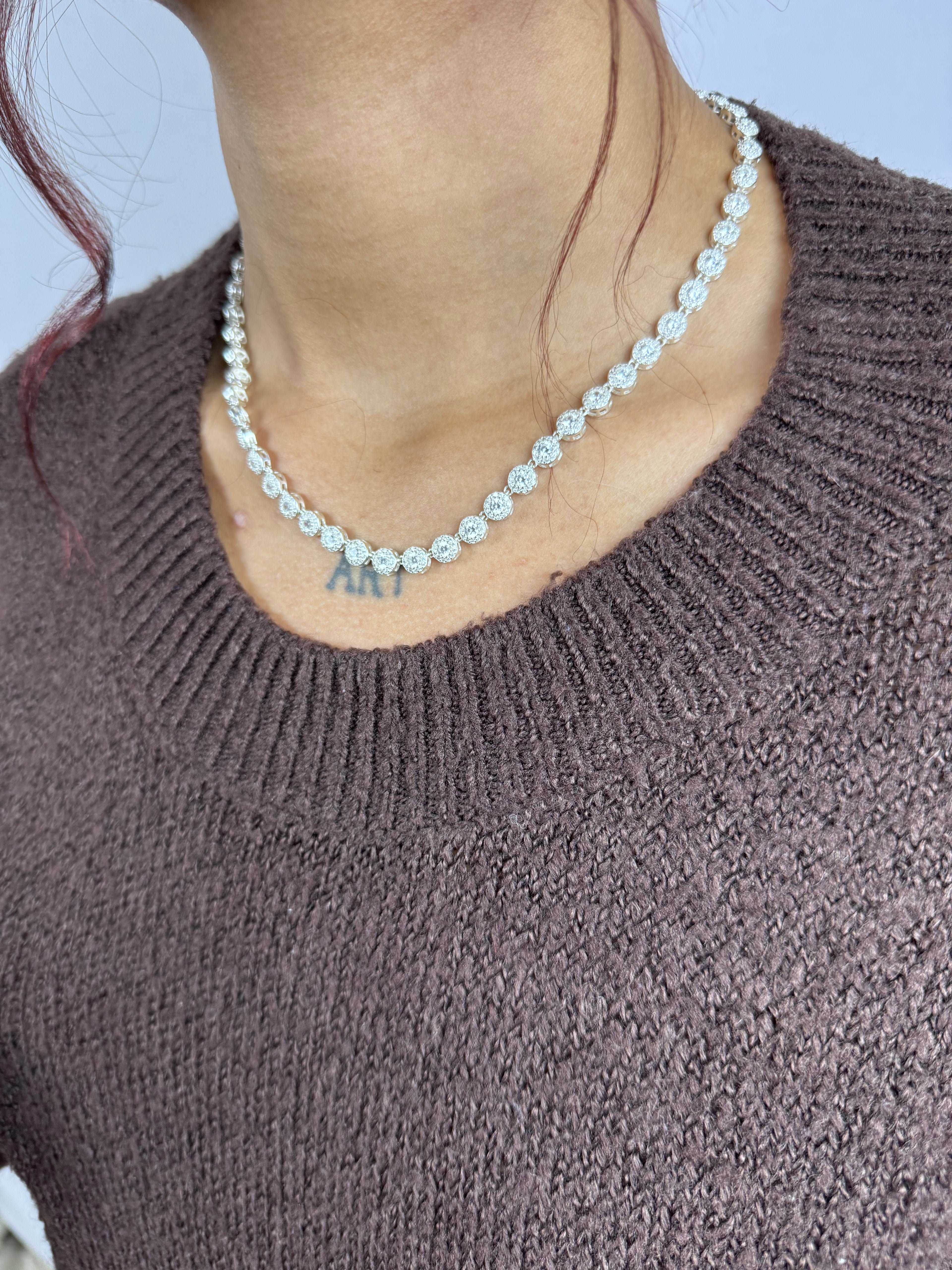 Colar Cravejado inspiração Luxo Prata 925