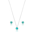 Conjunto Verde Thifany bolinha Prata 925