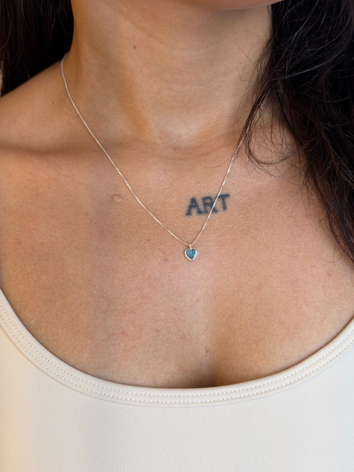 Conjunto Coração Azul claro Prata 925