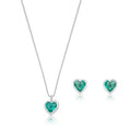 Conjunto Verde Thifany Coração Prata 925