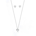 Conjunto Cristal Coração Prata 925