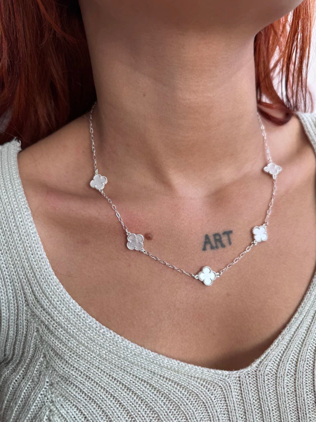 Colar Trevo White Prata 925