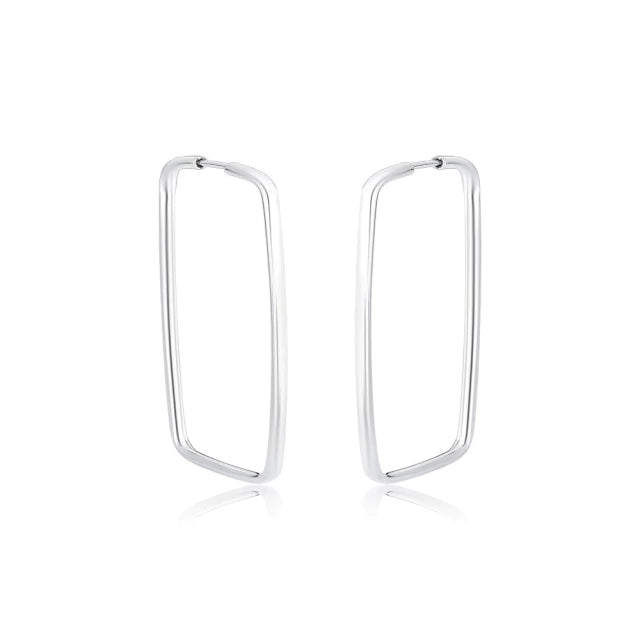 Brinco Argola Retangular G Prata 925