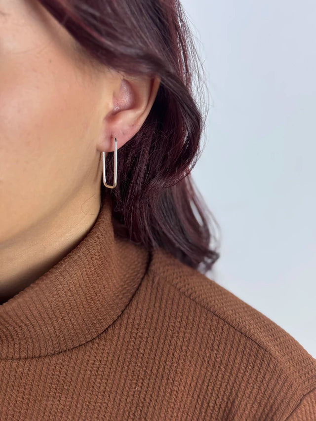 Brinco Argola Retangular G Prata 925