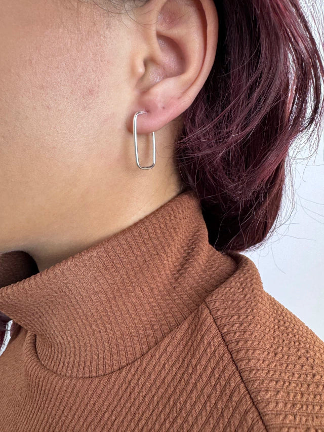 Brinco Argola Retangular M Prata 925