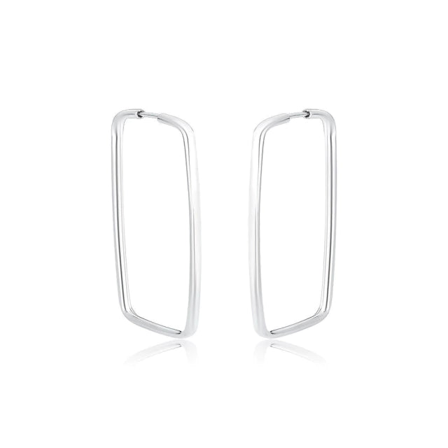 Brinco Argola Retangular M Prata 925