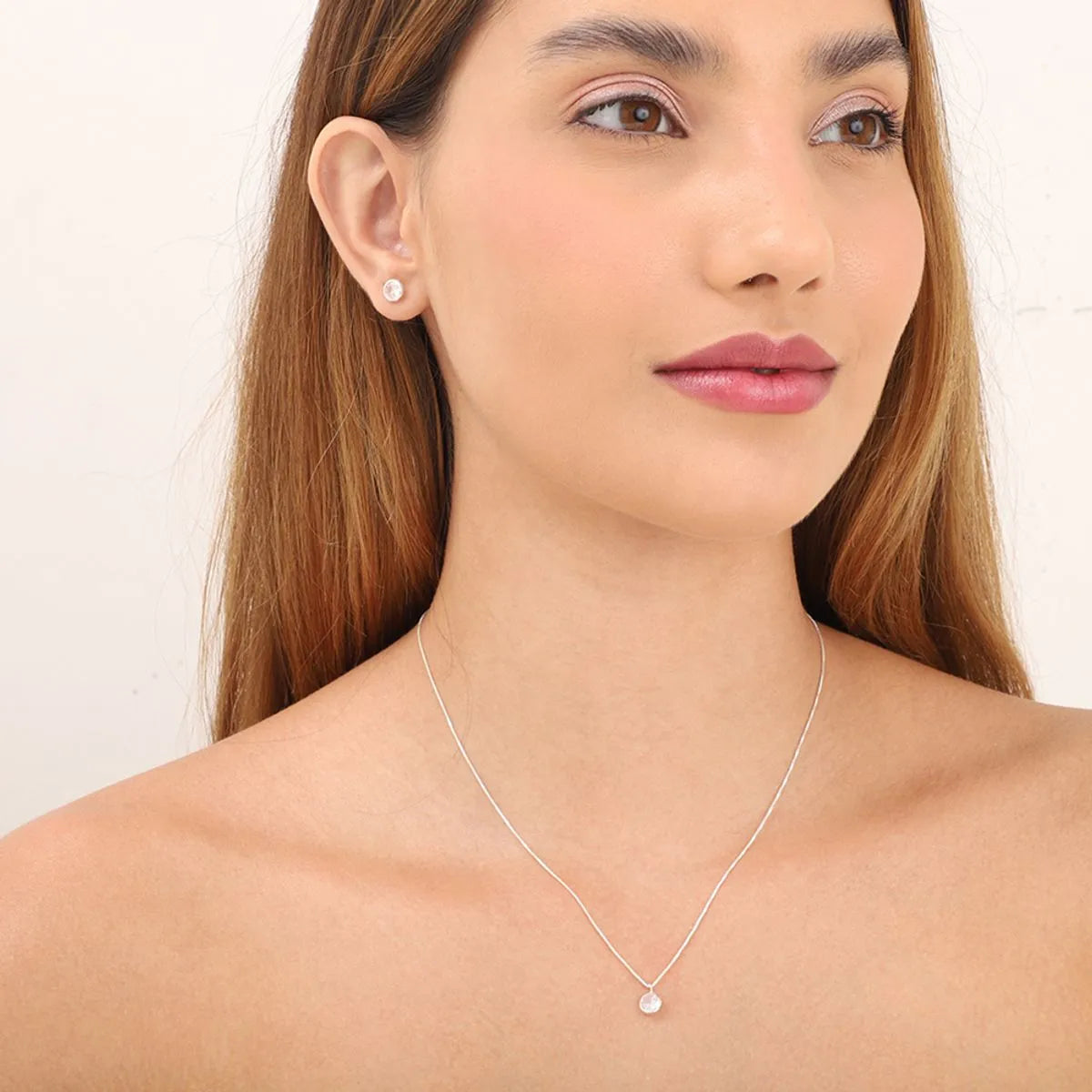 Conjunto Cristal Bolinha Prata 925
