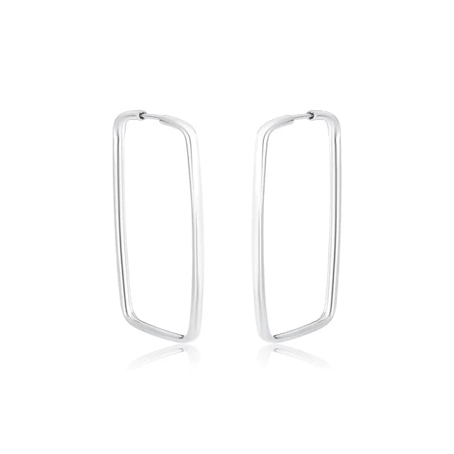 Brinco Argola Retangular G Prata 925