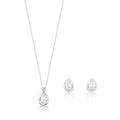 Conjunto Gota Cristal Prata 925