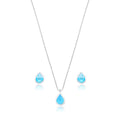Conjunto Gota Azul Claro Prata 925