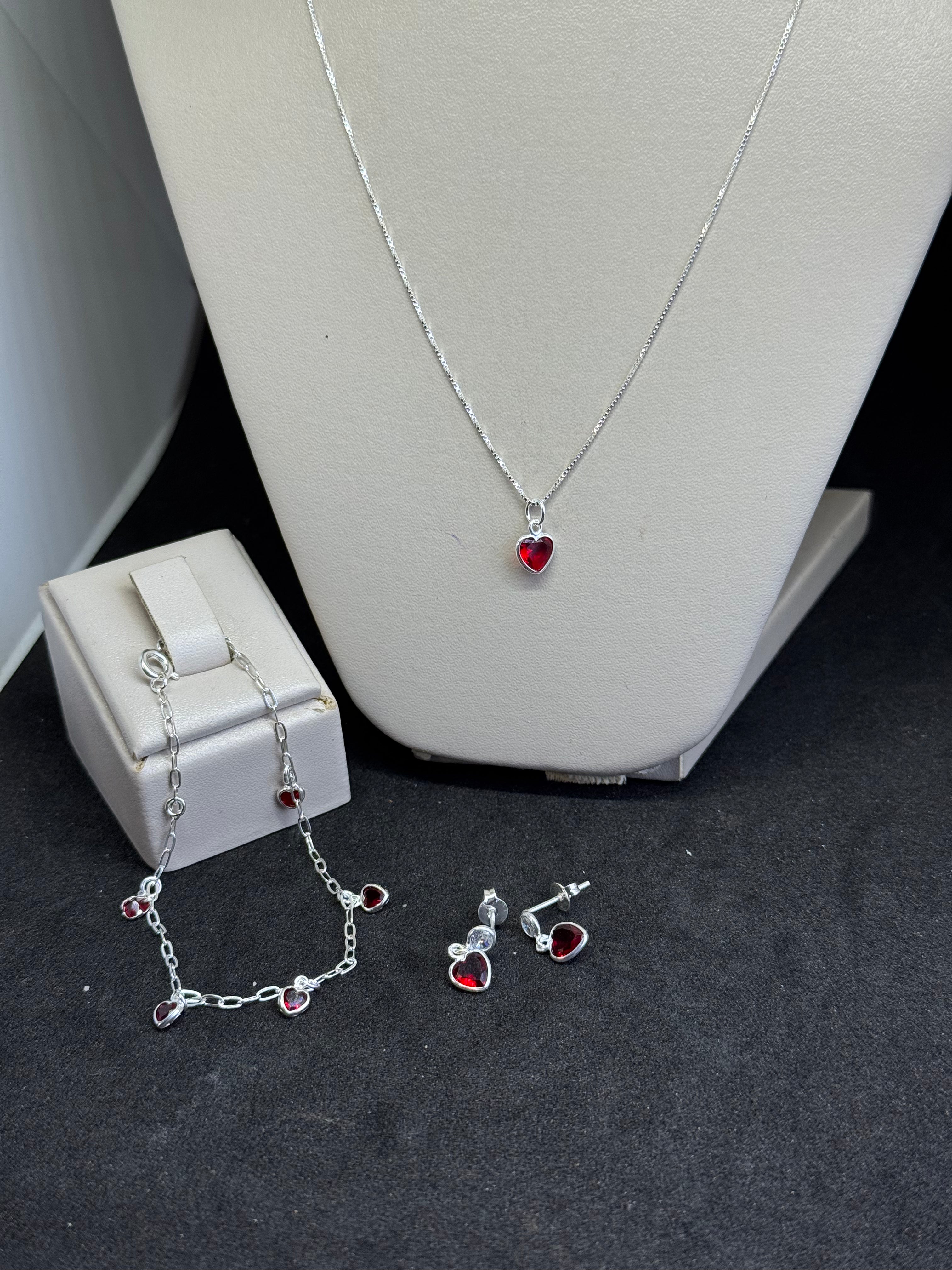 Kit Vermelho Prata 925