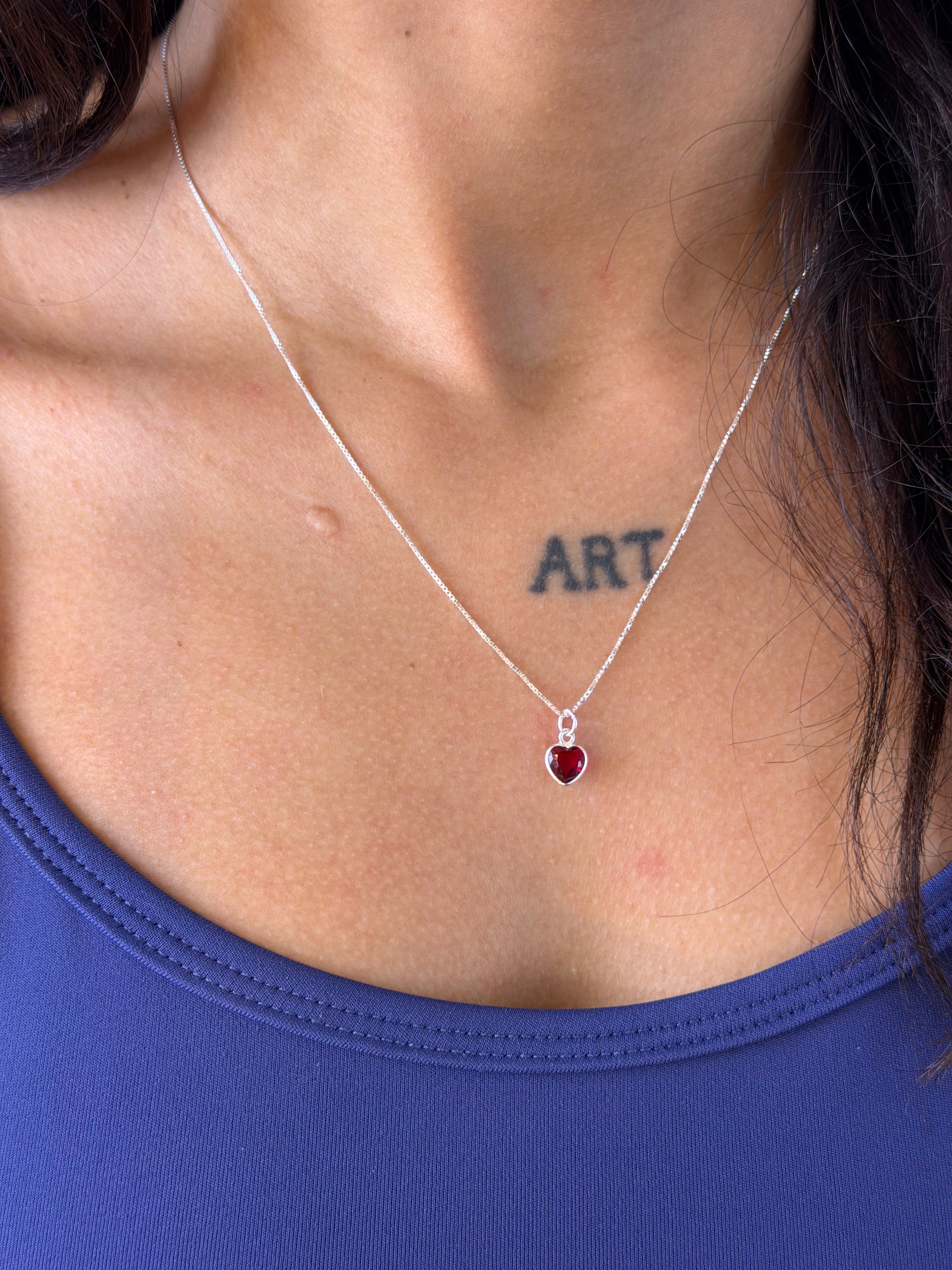 Conjunto Coração Vermelho Prata 925