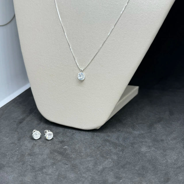 Conjunto Ponto de luz Cristal Prata 925