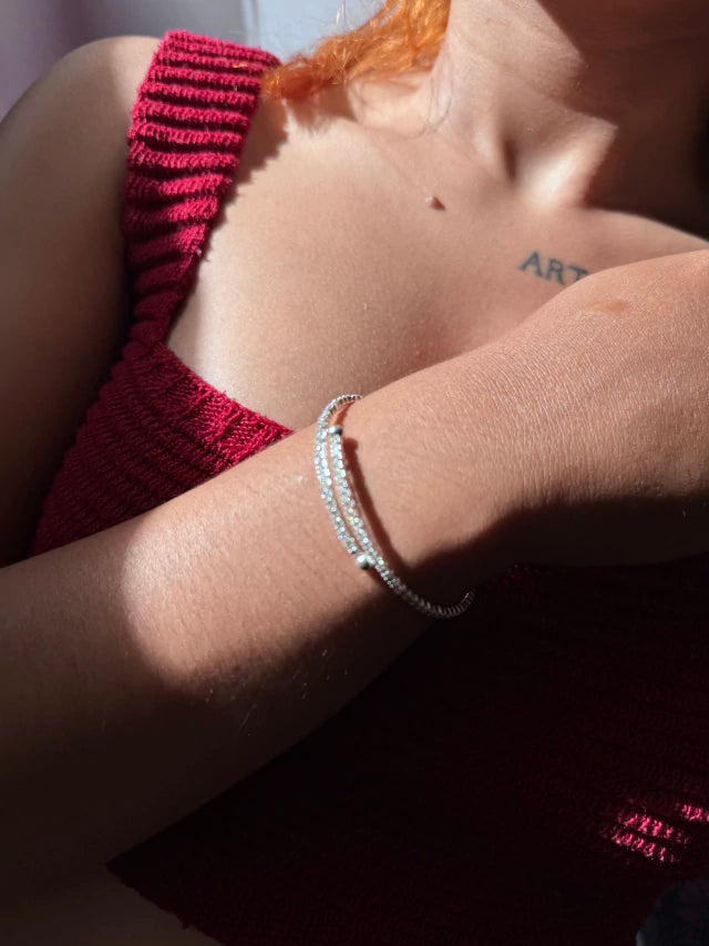 Bracelete Riviera Cravejada Unissex Prata 925