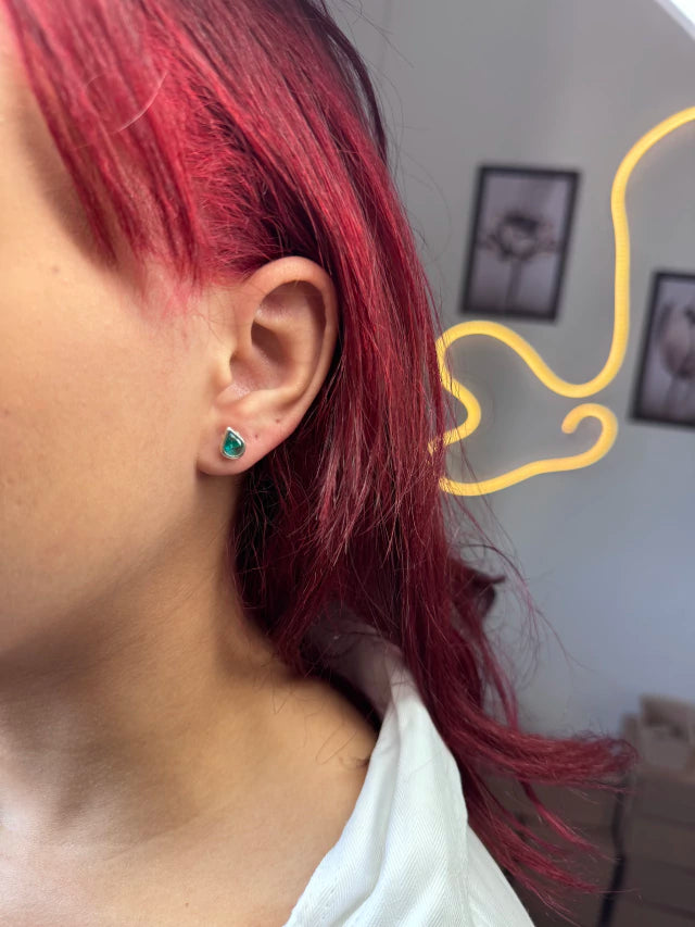 Brinco Gota verde thifany Prata 925