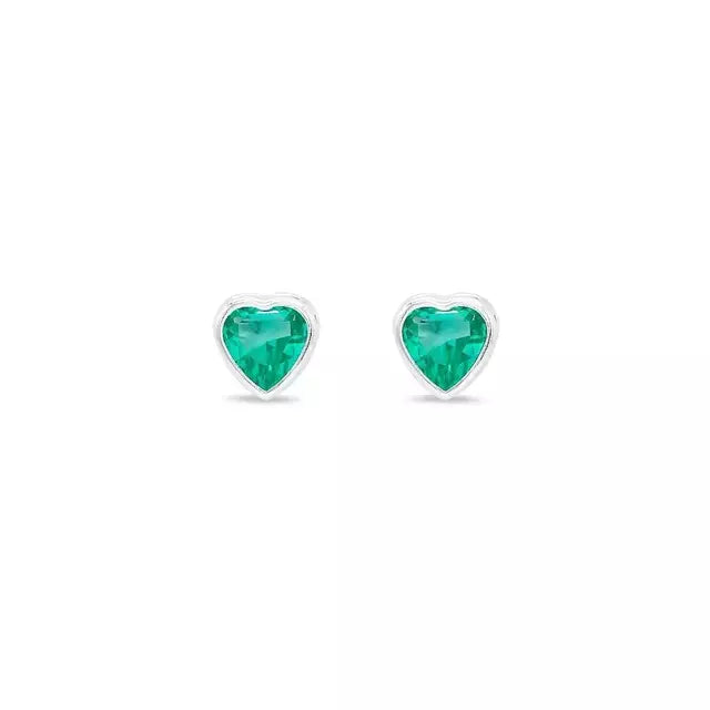 Brinco Coração verde thifany Prata 925