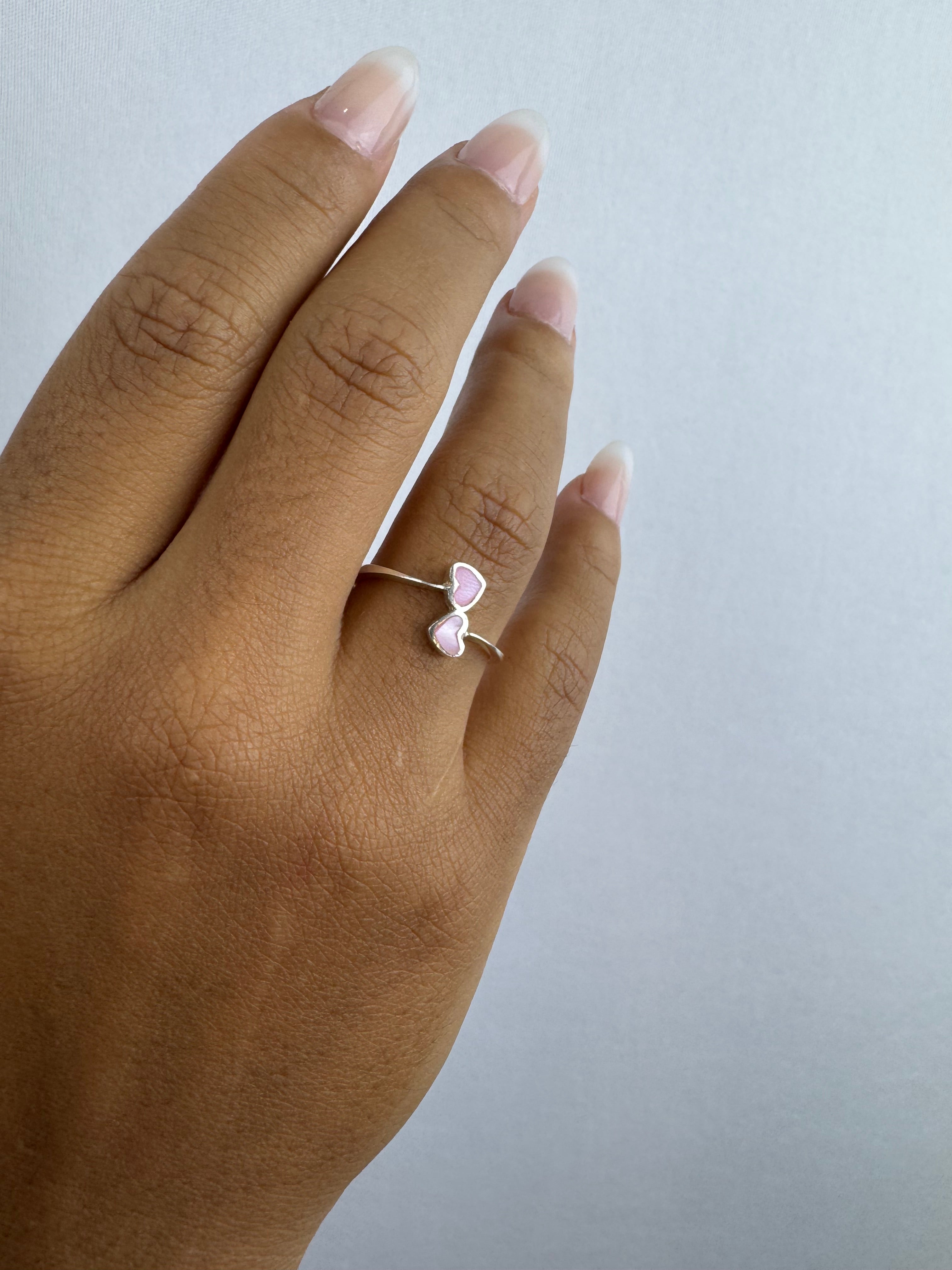 Anel Coração Rosa Prata 925