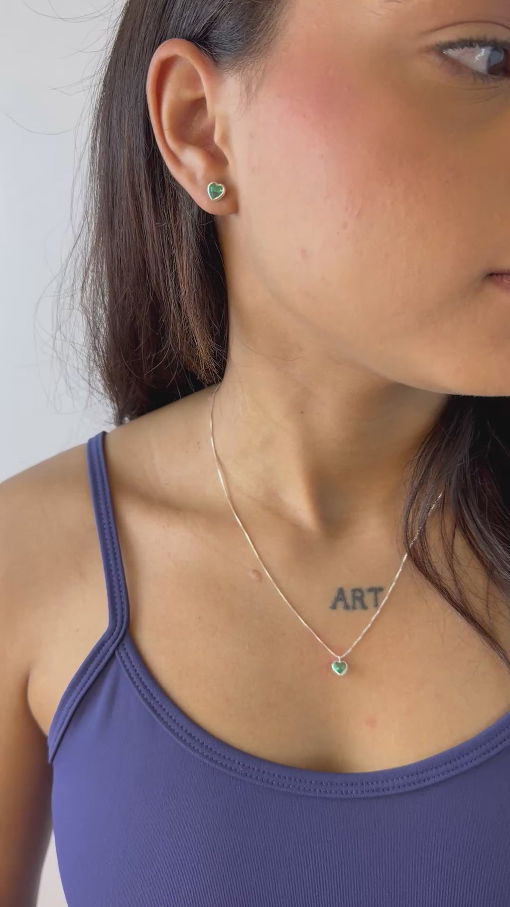 Conjunto Coração Verde Thifany Prata 925