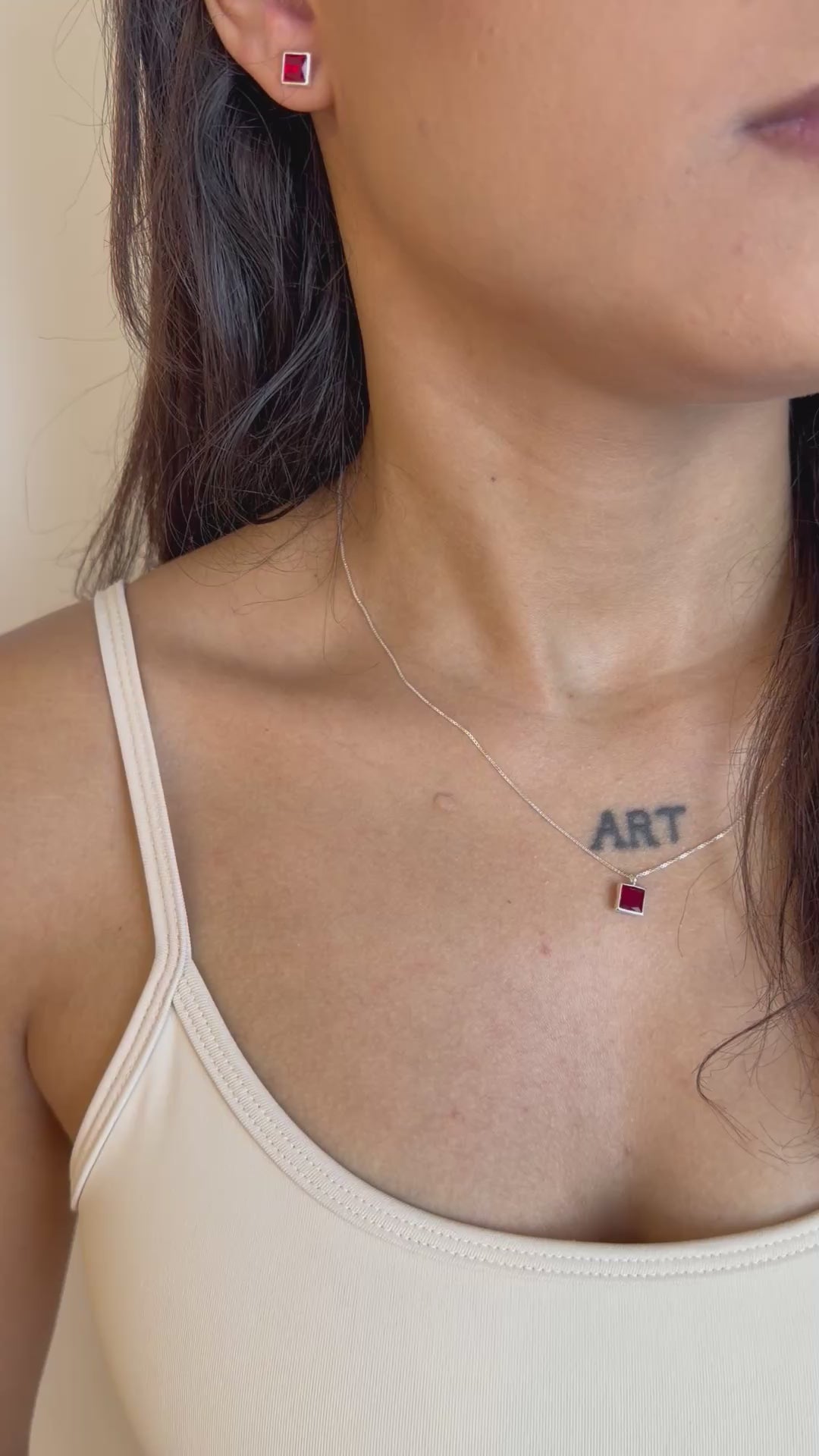 Conjunto Geométrico Vermelho Prata 925