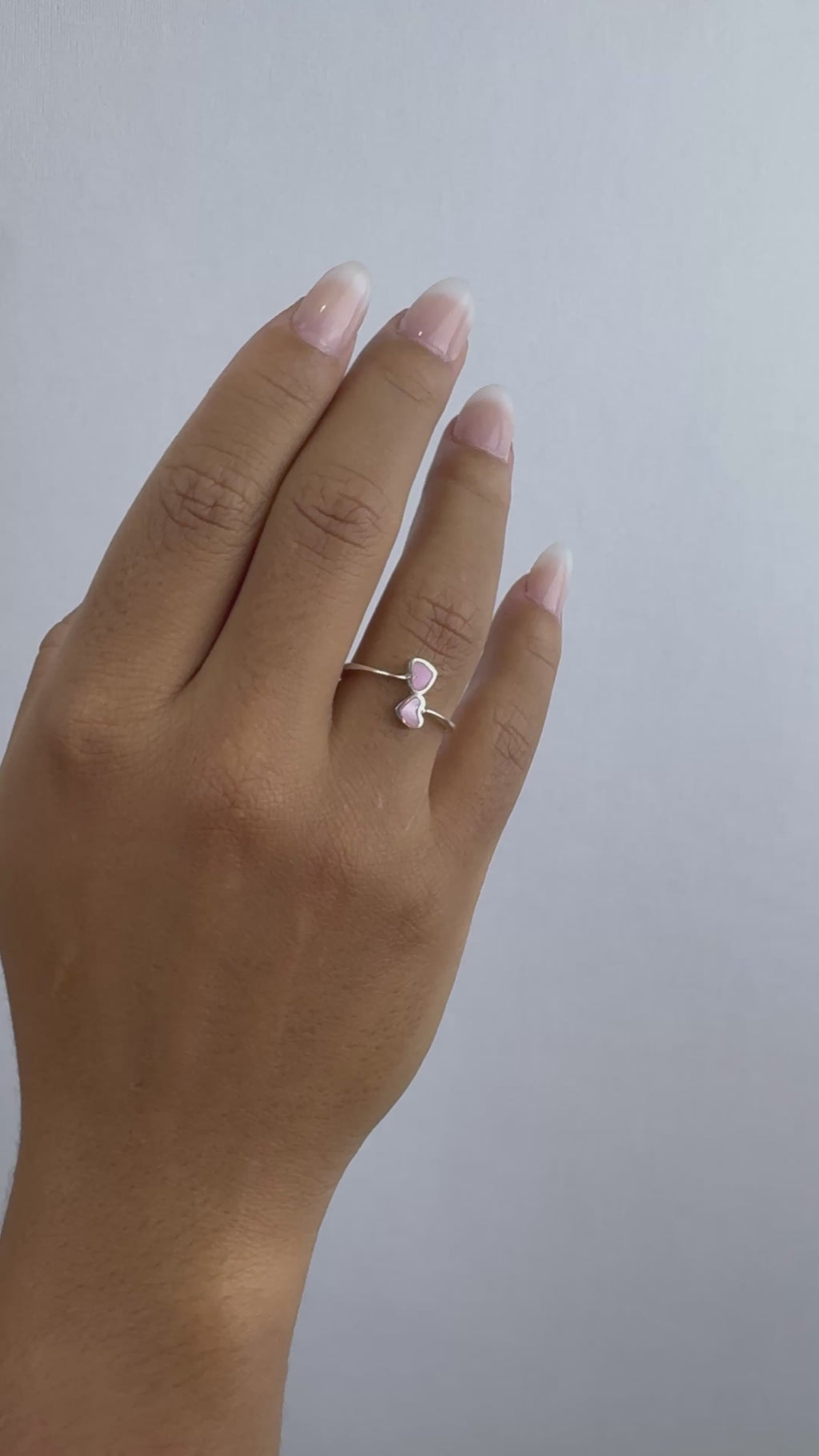 Anel Coração Rosa Prata 925